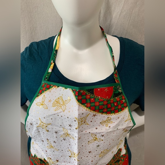 Christmas apron holiday apron bows and candy canes handmade - Picture 3 of 8